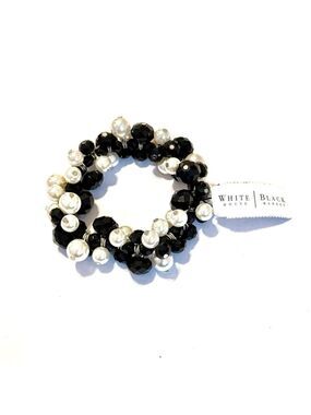WHBM Black Bead & Pearl Silver Cluster Party Bracelet |  NWT